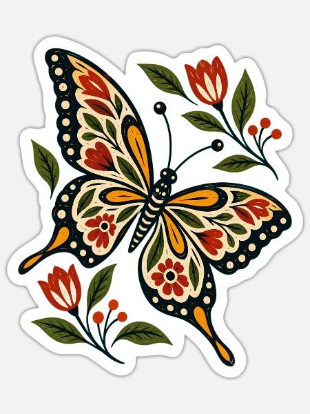 Schmetterlinge Schöner Schmetterling - Sticker Größe S (10 x 10 cm) - Mattweiß