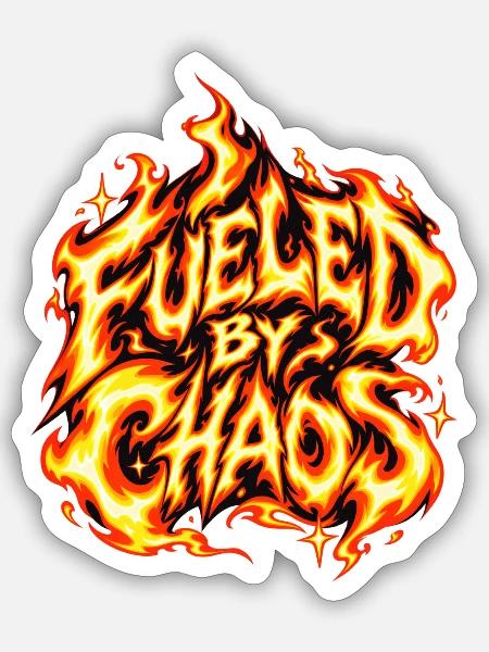 Suffering Chaos Flammen-Design - Sticker Größe S (10 x 10 cm) - Mattweiß