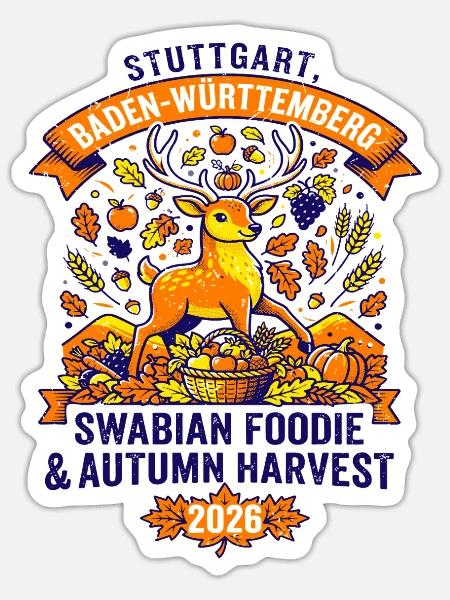 Stuttgart Baden Wurttemberg Autumn Harvest Foodie - Sticker Größe S (10 x 10 cm) - Mattweiß