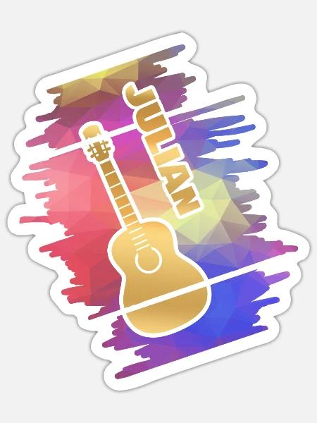 Gitarrenspielen Julian - Sticker Größe S (10 x 10 cm) - Mattweiß
