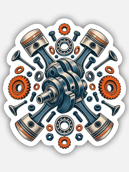 Bahnmechanik - Sticker Größe S (10 x 10 cm) - Mattweiß