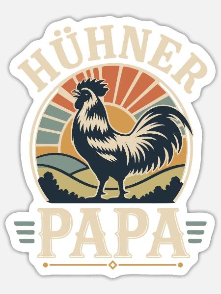 Hühner Papa Hühnerbesitzer Landwirt - Sticker Größe S (10 x 10 cm) - Mattweiß
