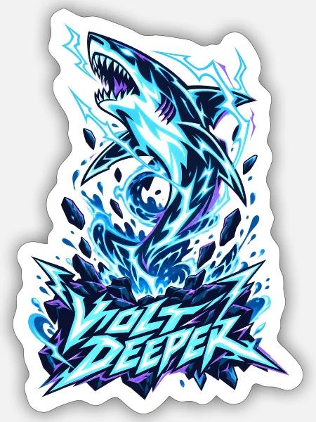 Volt Deeper Blitzhai - Sticker Größe S (10 x 10 cm) - Mattweiß