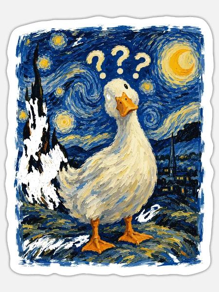Gänse Sternennacht-Impression - Sticker Größe S (10 x 10 cm) - Mattweiß