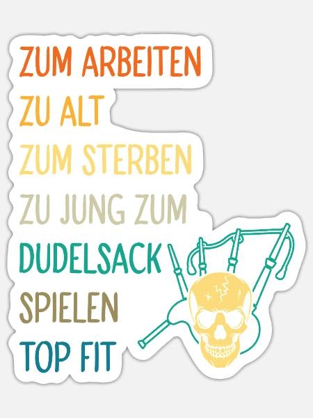 Dudelsackspieler Dudelsack Männer Geschenk - Sticker Größe S (10 x 10 cm) - Mattweiß