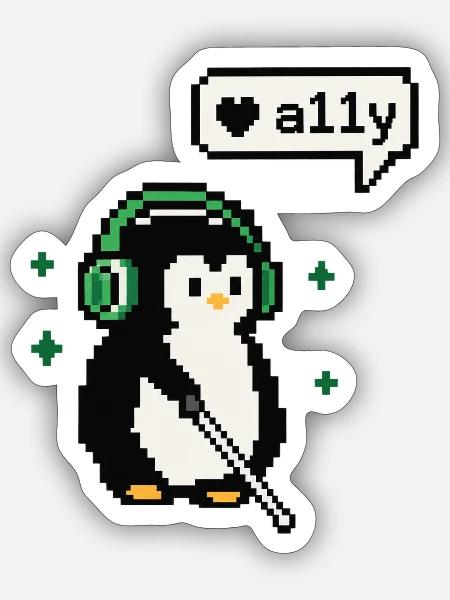 A11y Penguin - Pixel Accessibility - Sticker Größe S (10 x 10 cm) - Mattweiß