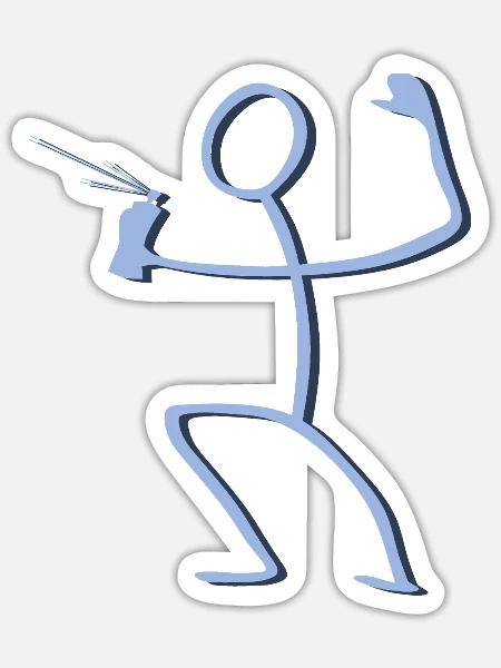 Sprayer mit Sprühdose Graffiti Symbol - Sticker Größe S (10 x 10 cm) - Mattweiß