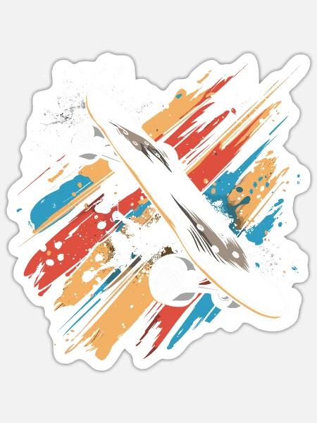 Skateboard Farbkleckse - Sticker Größe S (10 x 10 cm) - Mattweiß
