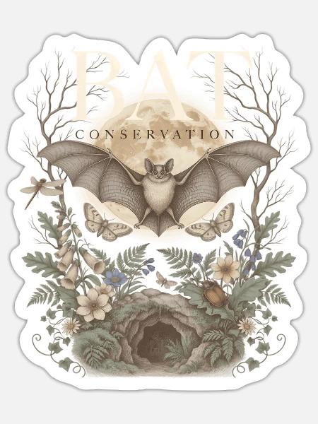 Bat Conservation Fledermausschutz - Sticker Größe S (10 x 10 cm) - Mattweiß