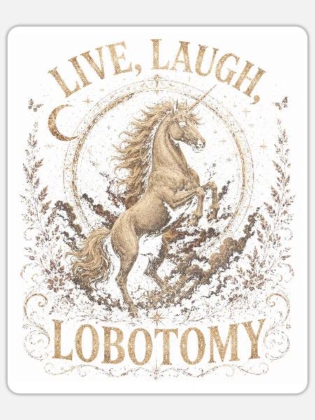 Einhorn-Goldkreis - Sticker Größe S (10 x 10 cm) - Mattweiß