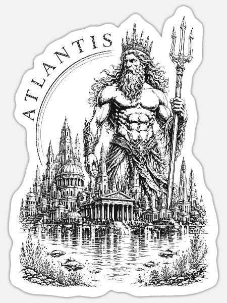 Atlantis Verlorene Stadt - Sticker Größe S (10 x 10 cm) - Mattweiß