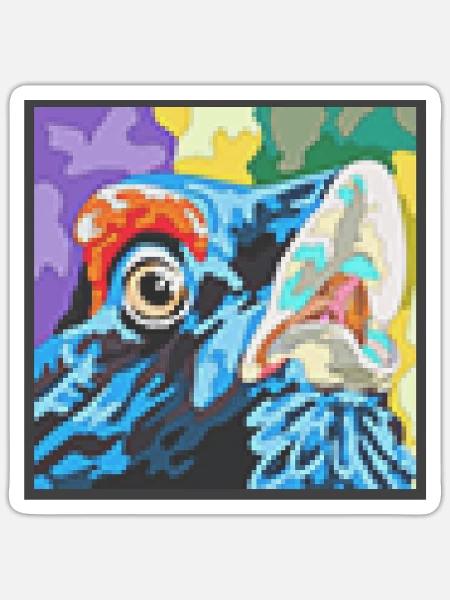Farbrausch Papageienblick Auerhahn - Sticker Größe S (10 x 10 cm) - Mattweiß