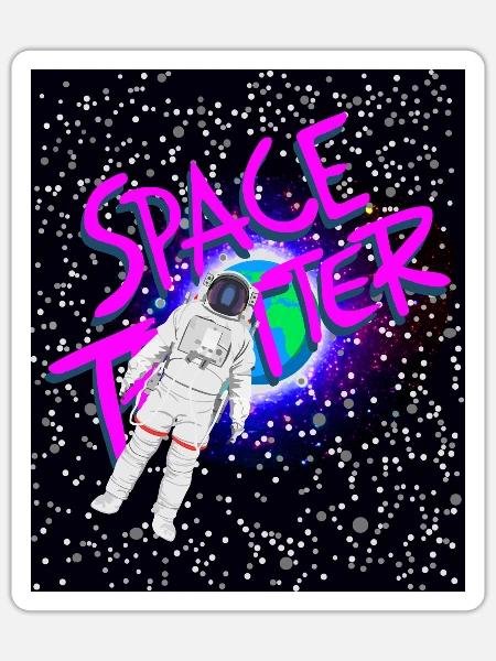 Space Titan Neon-Astronaut - Sticker Größe S (10 x 10 cm) - Mattweiß