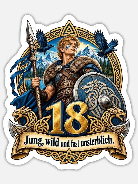 18. Geburtstag - Sticker Größe S (10 x 10 cm) - Mattweiß