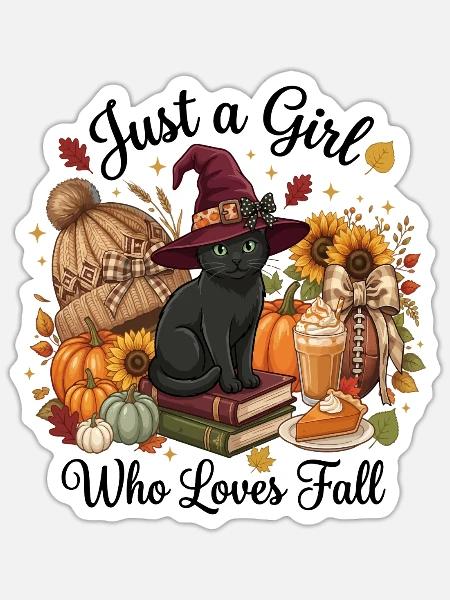 NUR EIN MÄDCHEN, DAS DEN HERBST LIEBT - Sticker Größe S (10 x 10 cm) - Mattweiß