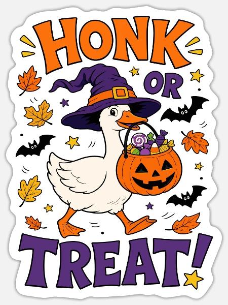 Dummer gruseliger Gänshexe Halloween-Kürbis - Sticker Größe S (10 x 10 cm) - Mattweiß