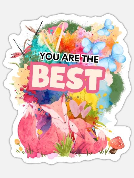 Beste Foxes im Farbenmeer - Sticker Größe S (10 x 10 cm) - Mattweiß