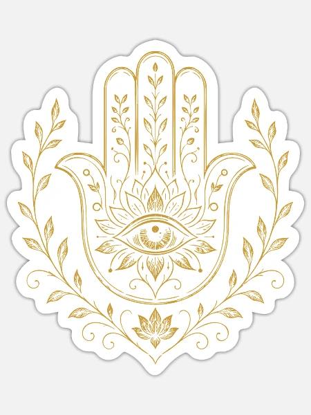 Hamsa-Schutzauge - Sticker Größe S (10 x 10 cm) - Mattweiß