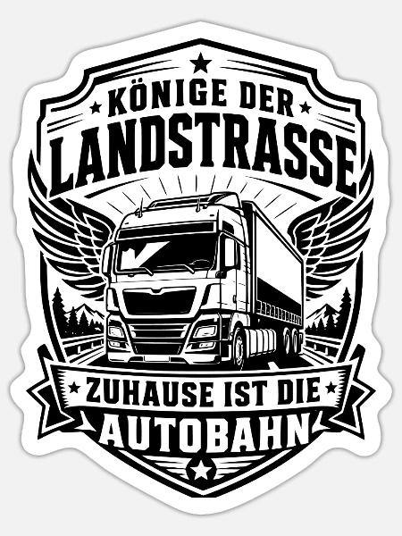 Trucker Landstraße - Sticker Größe S (10 x 10 cm) - Mattweiß