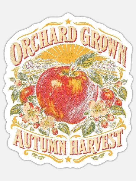 Obstgarten-Apfel-Herbsternte Jahrgangsfarm - Sticker Größe S (10 x 10 cm) - Mattweiß