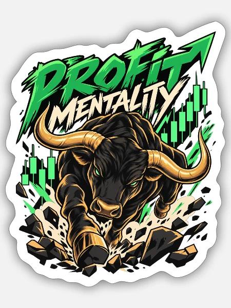 Profit Mindset Stier Grafik - Sticker Größe S (10 x 10 cm) - Mattweiß