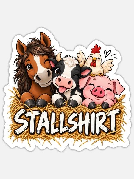 Bauernhof Tiere Landleben Stall Landwirtschaft - Sticker Größe S (10 x 10 cm) - Mattweiß