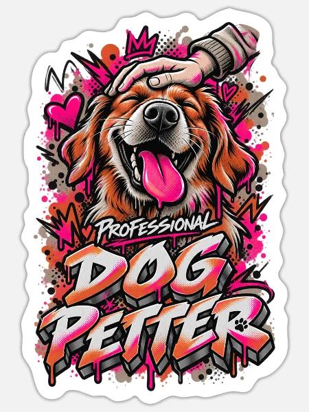 Professioneller Hund Peter Graffiti - Sticker Größe S (10 x 10 cm) - Mattweiß