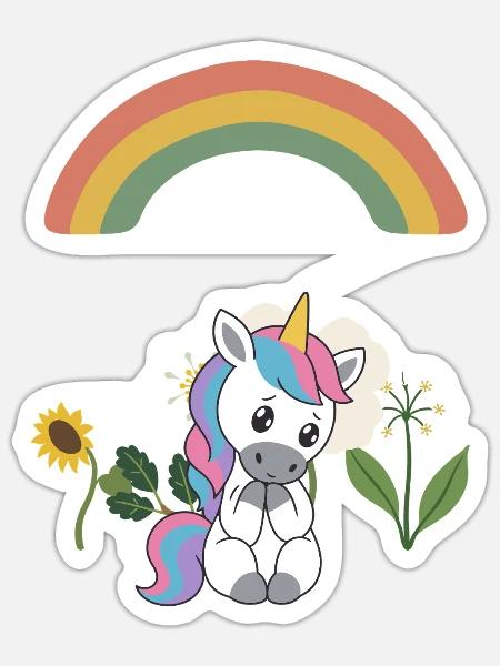 Trauriges Einhorn · Natur · Naturfreunde - Sticker Größe S (10 x 10 cm) - Mattweiß