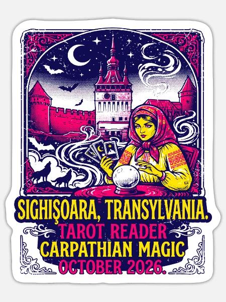 Sighișoara Transylvania Tarot Reader Carpathian - Sticker Größe S (10 x 10 cm) - Mattweiß