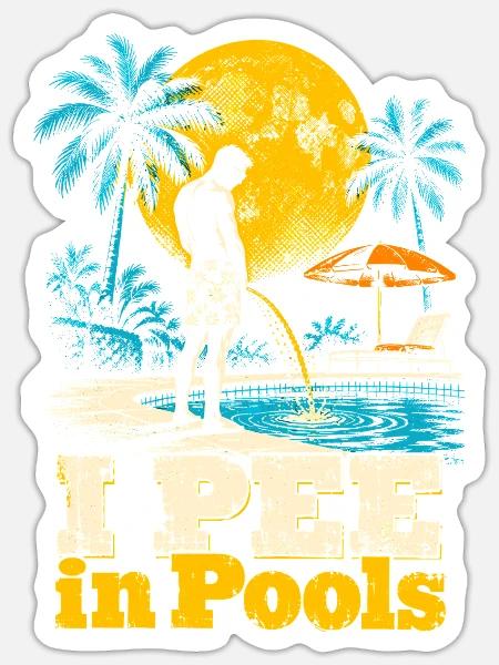 Tropischer Retro-Pool-Print - Sticker Größe S (10 x 10 cm) - Mattweiß