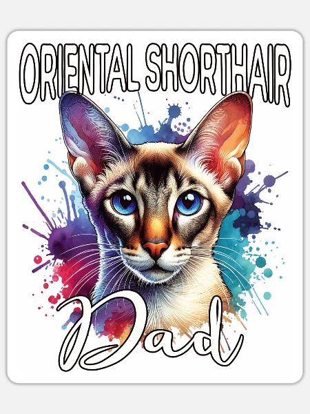 Orientalisch Kurzhaar Papa - Sticker Größe S (10 x 10 cm) - Mattweiß