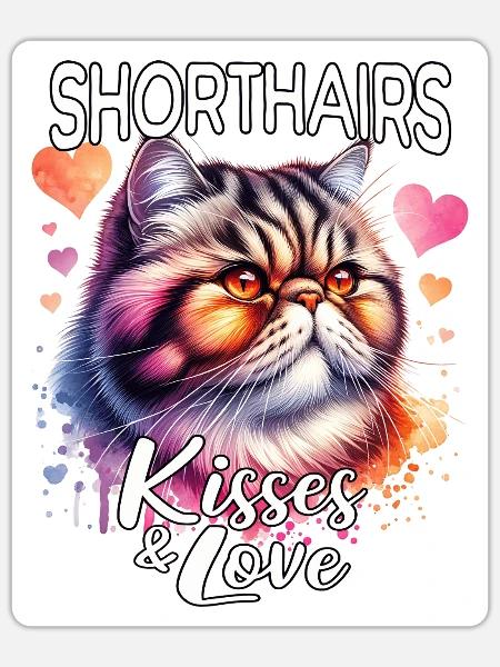 Exotische Kurzhaarkatze Liebe - Sticker Größe S (10 x 10 cm) - Mattweiß