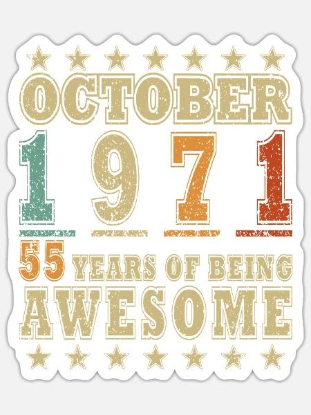 Originaler Oktober 1971 Retro-Stil - Sticker Größe S (10 x 10 cm) - Mattweiß