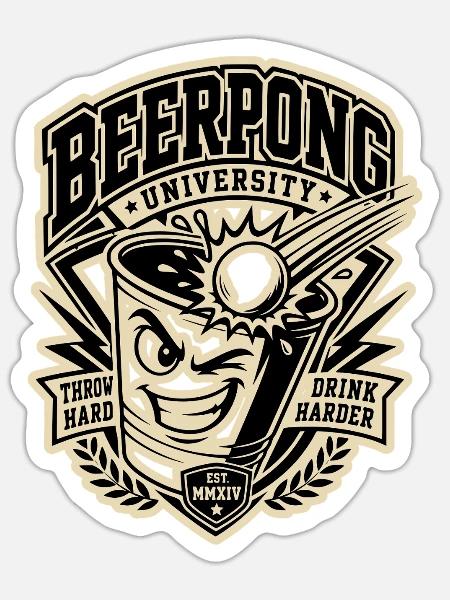 Beer Pong - Sticker Größe S (10 x 10 cm) - Mattweiß