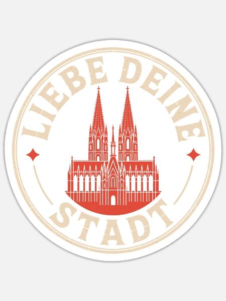Köln Liebe Deine Stadt Kölner Kölle Karneval Köln - Sticker Größe S (10 x 10 cm) - Mattweiß