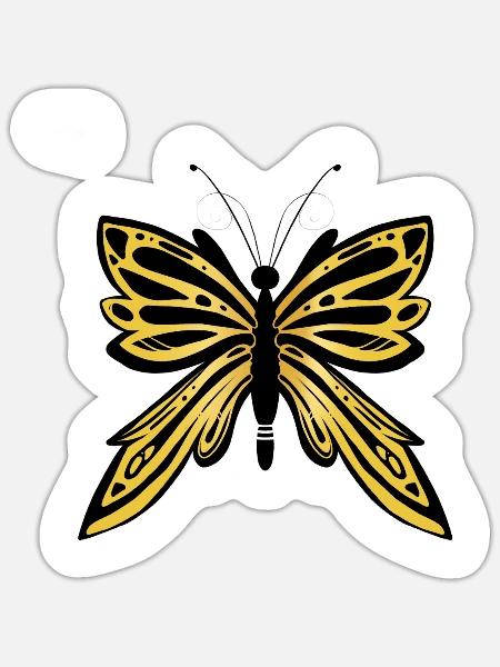 Goldgeflügelter Schmetterling - Sticker Größe S (10 x 10 cm) - Mattweiß