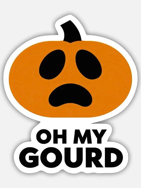 Oh My Gourd: Frightened Pumpkin Icon - Sticker Größe S (10 x 10 cm) - Mattweiß