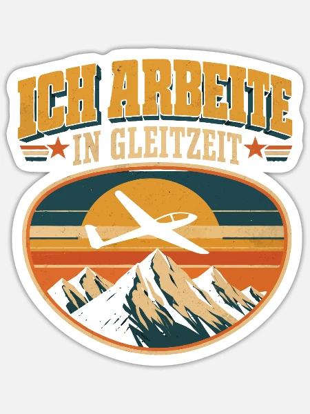 Segelflieger Arbeite in Gleitzeit - Sticker Größe S (10 x 10 cm) - Mattweiß