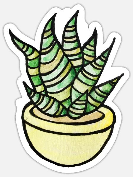 Sukkulenten-Aquarelltopf - Sticker Größe S (10 x 10 cm) - Mattweiß