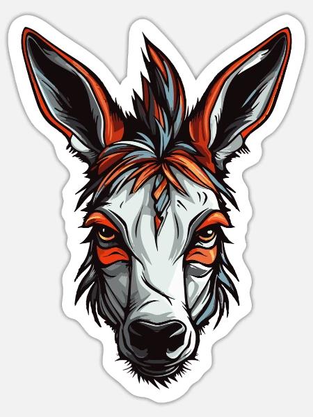 Esel Kopf Bunt Illustration - Sticker Größe S (10 x 10 cm) - Mattweiß