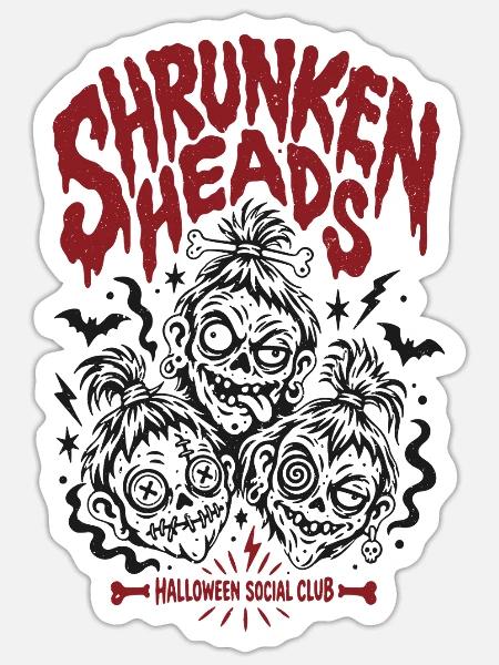 Shrunken Heads Halloween Social Club - Sticker Größe S (10 x 10 cm) - Mattweiß