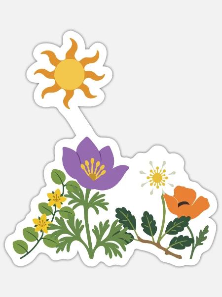 Blumen · Sonne · Natur · Mohn - Sticker Größe S (10 x 10 cm) - Mattweiß