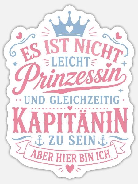 Kapitänin Boot Segler Anker Spruch - Sticker Größe S (10 x 10 cm) - Mattweiß