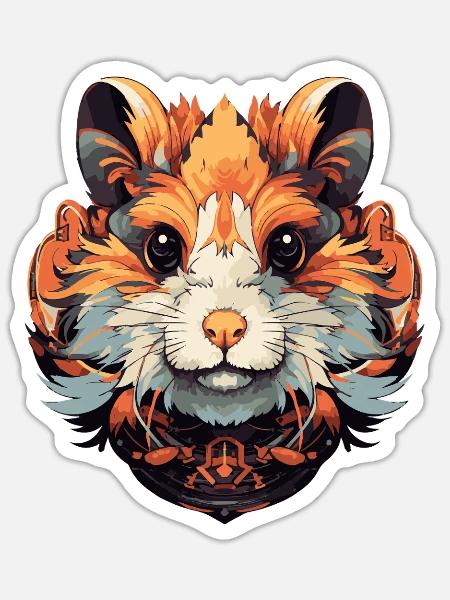 Hamster Kopf Bunte Ornamente - Sticker Größe S (10 x 10 cm) - Mattweiß