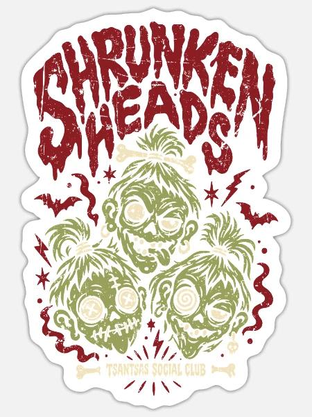 Tsantsas Social Club – Shrunken Heads - Halloween - Sticker Größe S (10 x 10 cm) - Mattweiß
