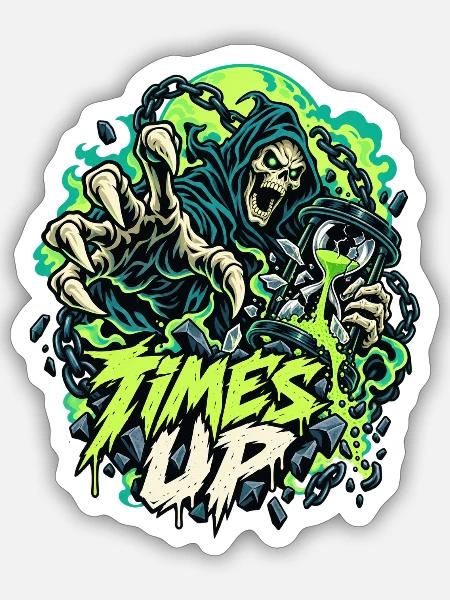 Times Up Neon Sensenmann - Sticker Größe S (10 x 10 cm) - Mattweiß