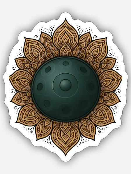 Handpan Mandala Klangmeditation Achtsamkeit - Sticker Größe S (10 x 10 cm) - Mattweiß