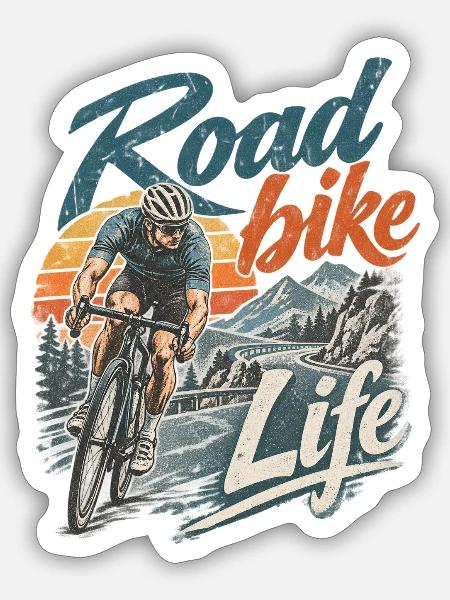 Road Bike Retro Geschenkidee - Sticker Größe S (10 x 10 cm) - Mattweiß