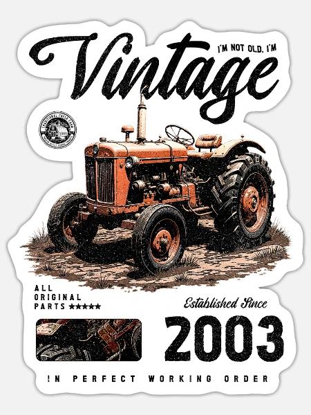 Oldtimer Traktor Bauer Geburtstag Jahrgang 2003 - Sticker Größe S (10 x 10 cm) - Mattweiß