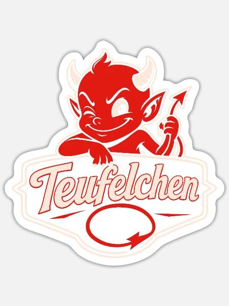 Teufel oder Engel Teufelchen - Sticker Größe S (10 x 10 cm) - Mattweiß